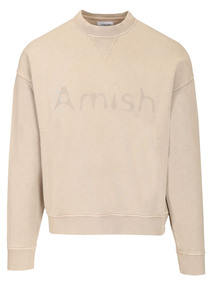 Amish Shadow Logo Cotton Sweatshirt Knitwear - Grey | 6c60c1f1337bcc91068d959309e3d23d47dda8d2