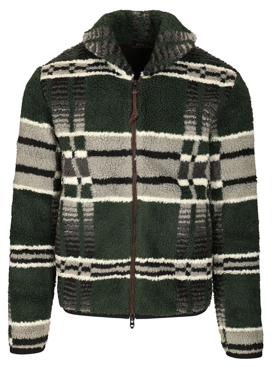 Geometric Print Fleece Jacket - Canadian Blanket Jackets Green