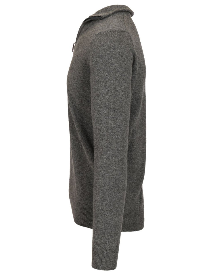 Al Duca D'Aosta Maglia Serafino In Cashmere Knitwear - Brown | 3b19ca653490931ad9ca80fe0fdbae113d9525f5