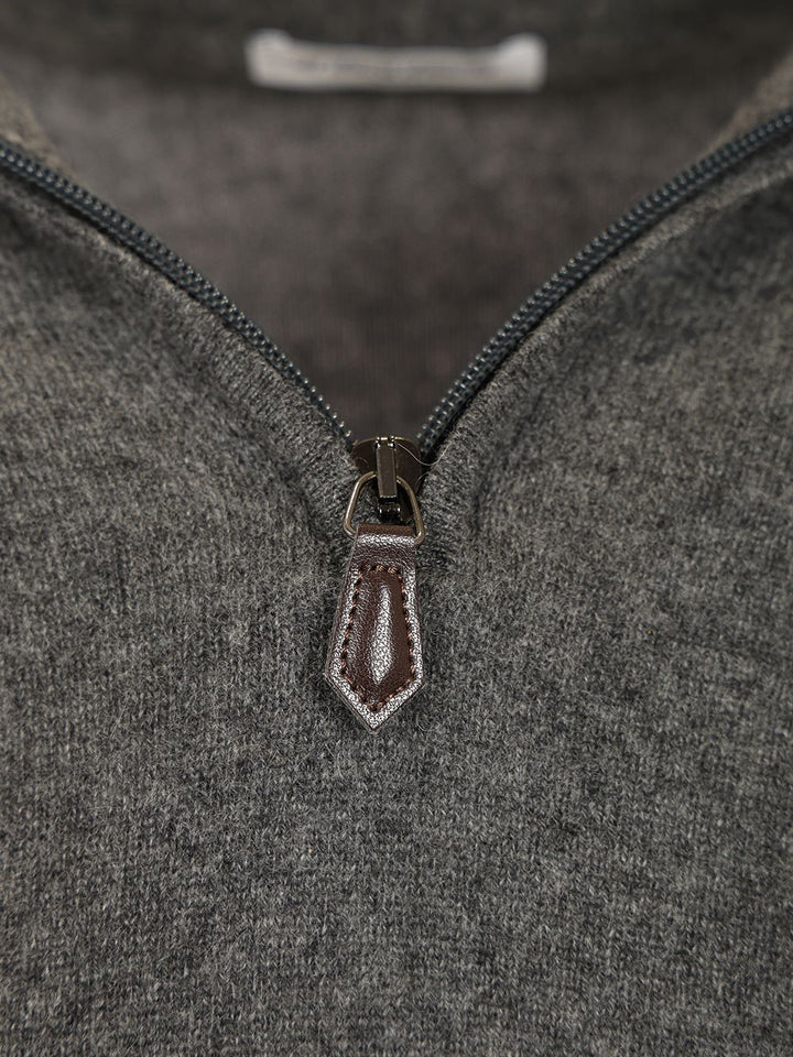 Al Duca D'Aosta Maglia Serafino In Cashmere Knitwear - Brown | 86ff25a5322f0e4102c8099d381aba12c0430ed2