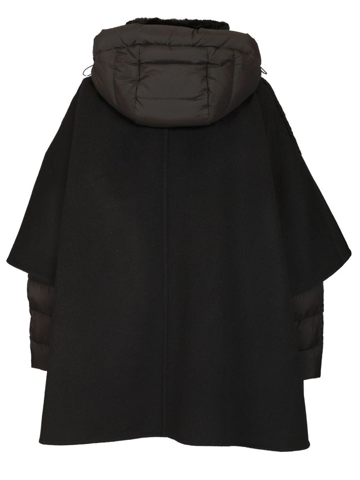 Moorer Raja Shearling Cape Coats - Black | a3b74d983e0fd70d6e39162dff76e2a90aacde3d