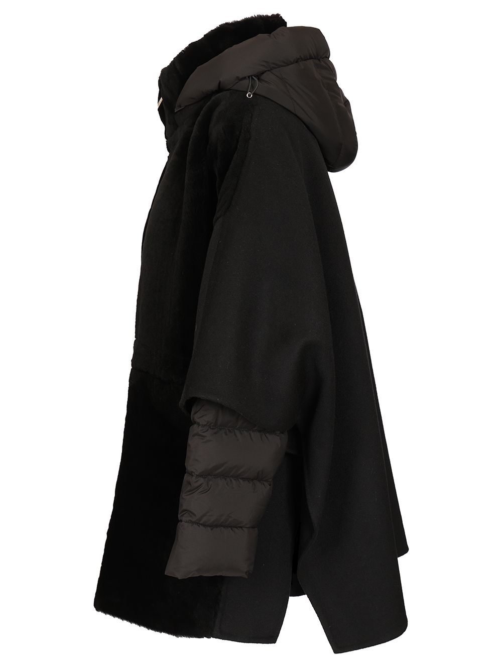 Moorer Raja Shearling Cape Coats - Black | 6ae61c126f9f40918d3a6a515ea591ff1d43dea4