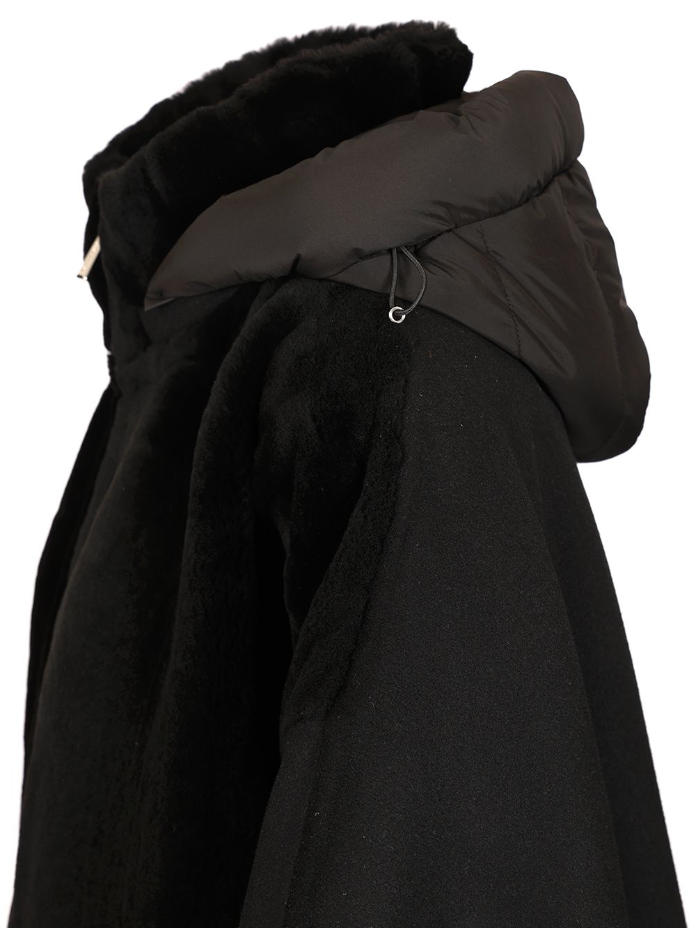 Moorer Raja Shearling Cape Coats - Black | c47d8509f817f364cb097f5ee82c91834636696d