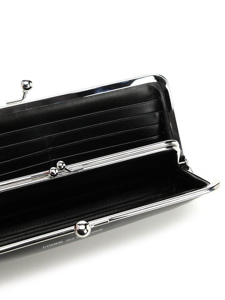 Comme Des Garcons Wallet Large Wallet With Kiss Closure Clutches - Black | d1a2934a4389beca704097dfdc691bea4ed15e93