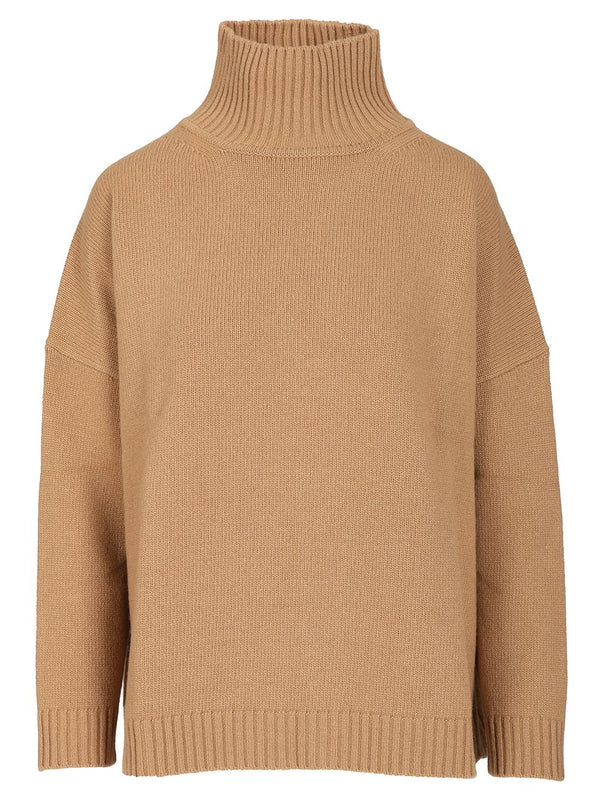 Wool Turtleneck Sweater Knitwear Brown