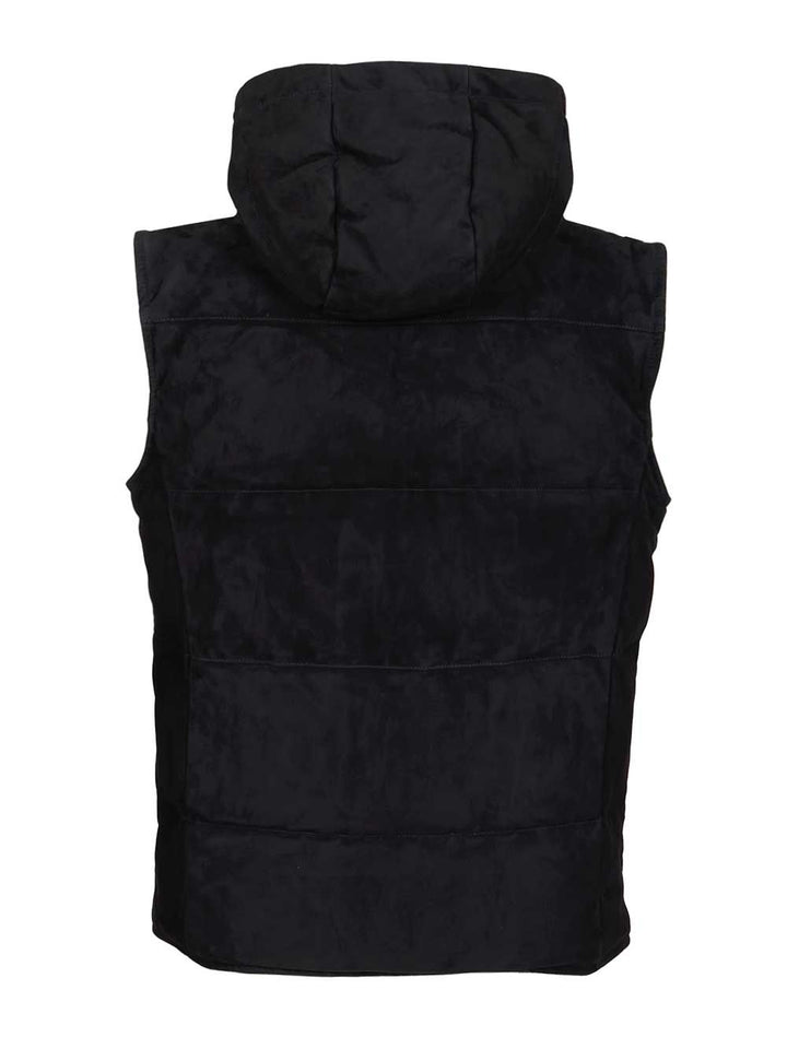 Al Duca D'Aosta Suede Hooded Vest Jackets - Blue | 9d78ea546c8d5d352d9f4ec9afe88d206aa9ef47