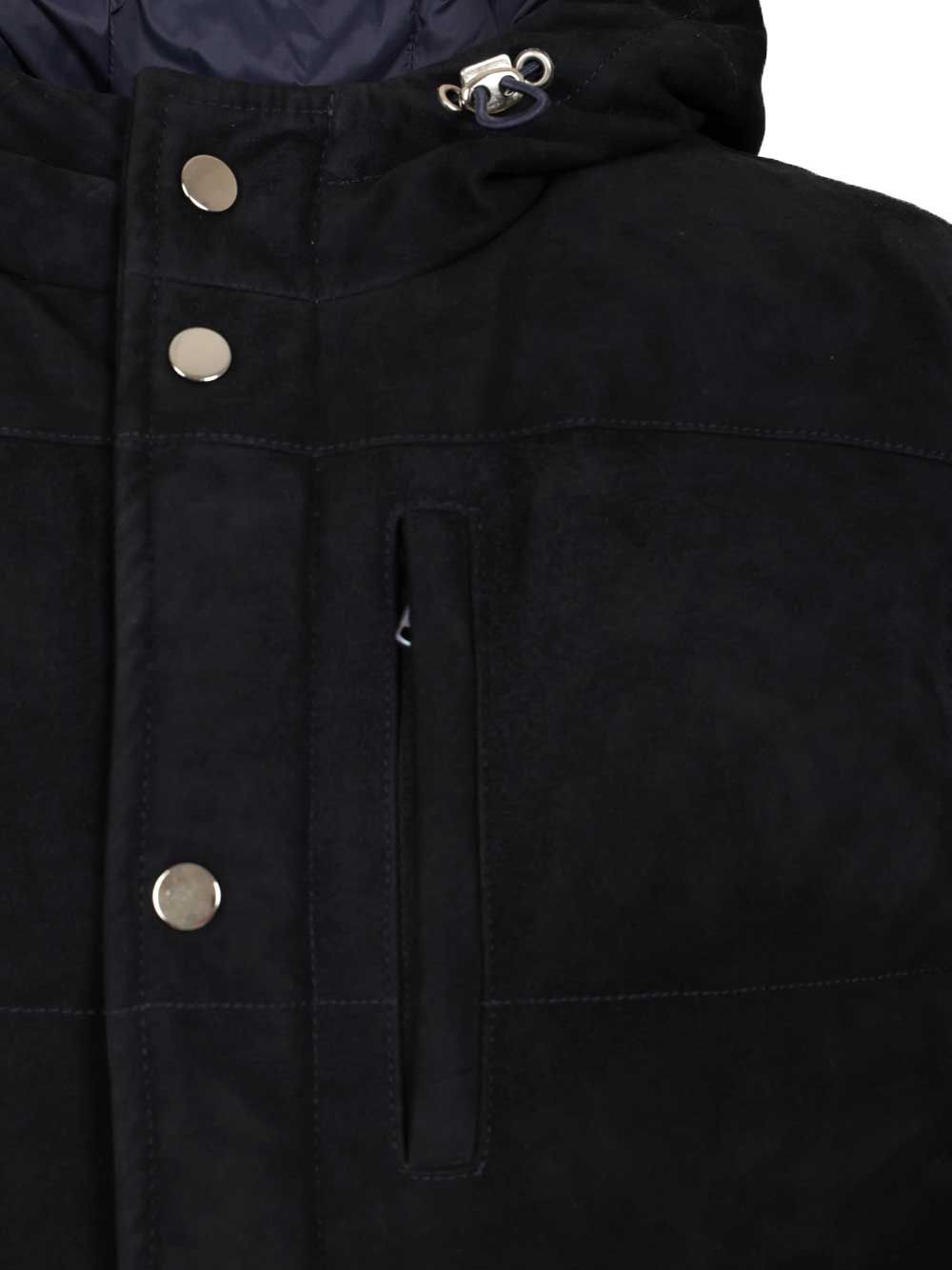 Al Duca D'Aosta Suede Hooded Vest Jackets - Blue | 756d701866f7271c5ed59dcadaa614a67f545d60