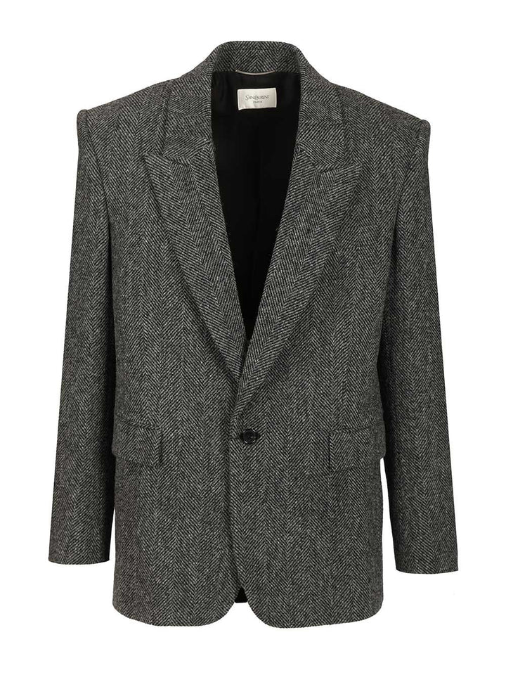 Saint Laurent Worsted Wool Jacket Jackets - Black | 882009b614e98ecc9aeaf6fbaff4a390974e9875