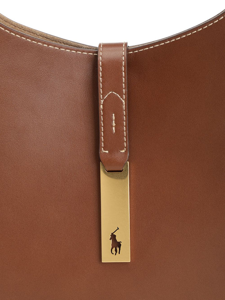 Polo Ralph Lauren Small Polo Id Leather Shoulder Bag Shoulder Bags - Brown | 7b7273b1b23002e978b58ecc8b717ed61338bb44