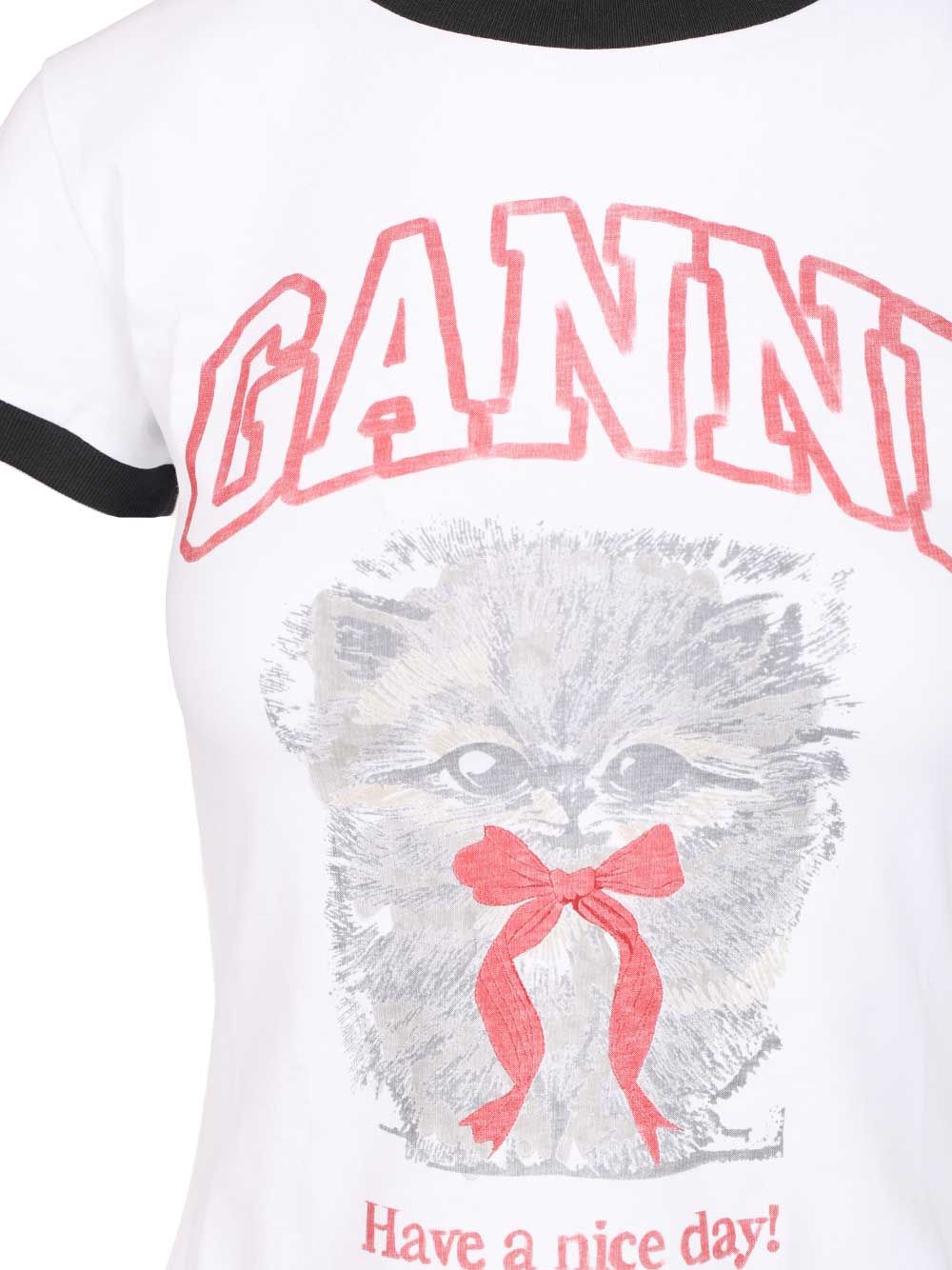 Ganni Cotton T-Shirt - White | 7a2c91c180aeafc90185a7aa172b305a9fe36ae9