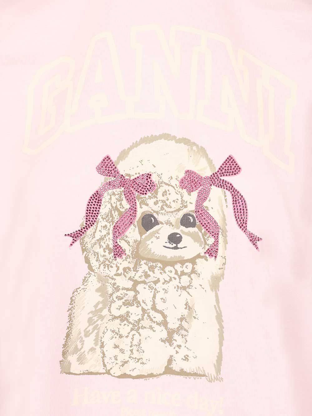 Ganni Cotton T-Shirt - Rose | cea5c17046682af7e0b357c72d80fa029d241517