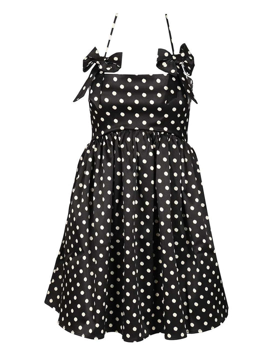 Polka Dot Mini Dress Dresses Black