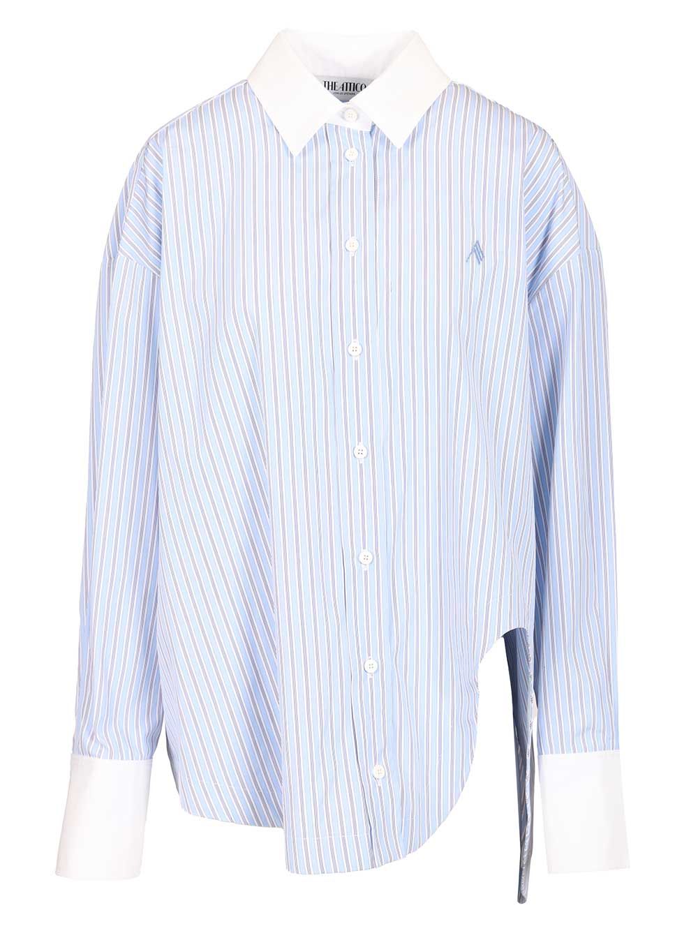 The Attico Striped Cotton Shirt Shirts - Light blue | f229043ed8ec70351b3ede0cdd46a65ab203dbd7
