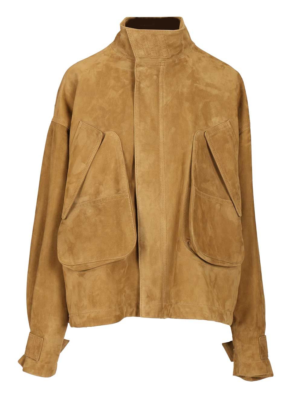 The Attico Leather Bomber Jacket Jackets - Beige | 12c6c6f88cd4f546219354ba4223315c9e88a912