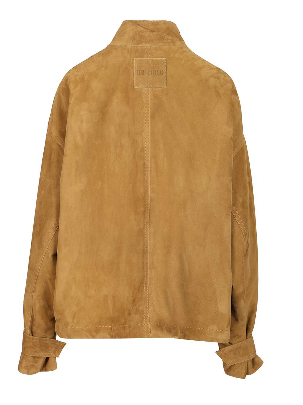 The Attico Leather Bomber Jacket Jackets - Beige | b28a48e50fa61028059aec6aec0dca0e7f8e68e9