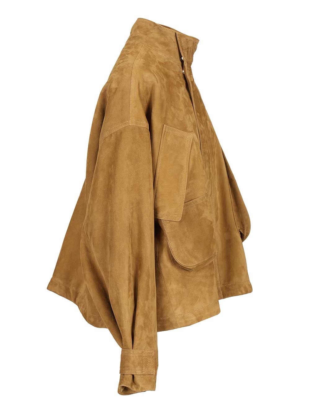 The Attico Leather Bomber Jacket Jackets - Beige | bc226fcfcdb38a4f6e9c8d42d36950592444e646