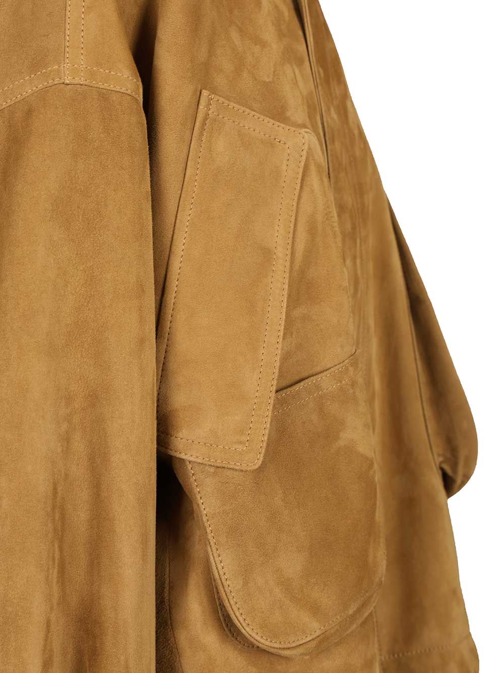 The Attico Leather Bomber Jacket Jackets - Beige | 0072dc817fab9cc24564c90ca7981b7ac6f1ec51