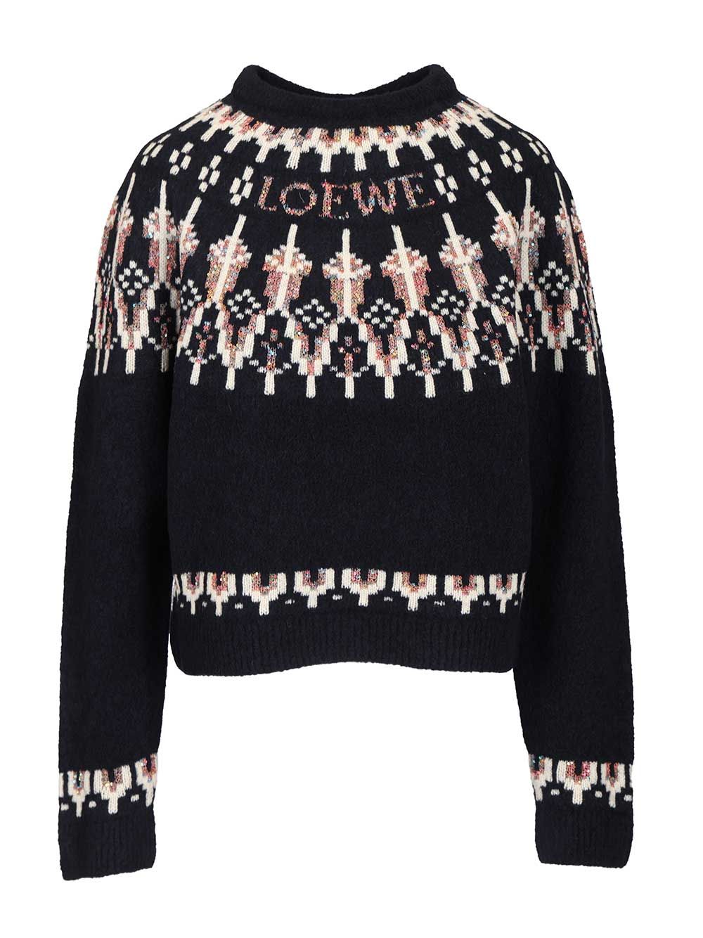 Loewe Wool Blend Sweater Knitwear - Blue | 57c8620d21aa9abb9cbcd9b2e3ad0f09d2b69e74