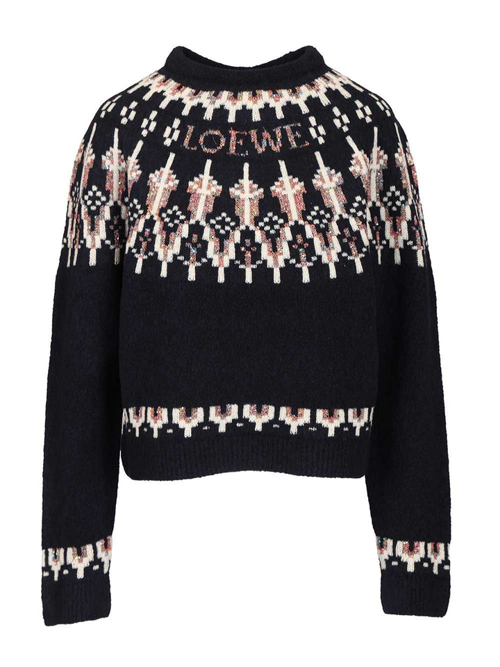 Loewe Wool Blend Sweater Knitwear - Blue | 57c8620d21aa9abb9cbcd9b2e3ad0f09d2b69e74