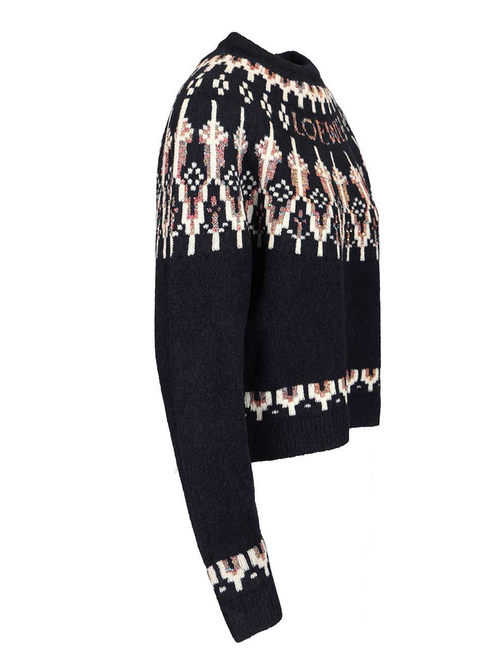 Loewe Wool Blend Sweater Knitwear - Blue | 7a0d8e776c88057b48dd00d62535561379615814