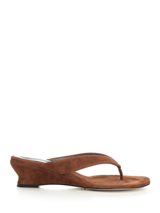 Micro Wedge Thong Sandals Brown