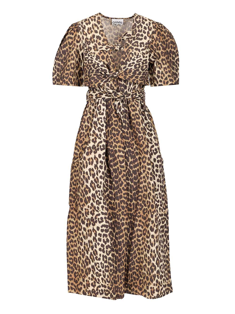 Ganni Leopard-Print Midi Dress Dresses - Animalier | 216f84706f7a45d715147bcc31814681a2fd0aa2
