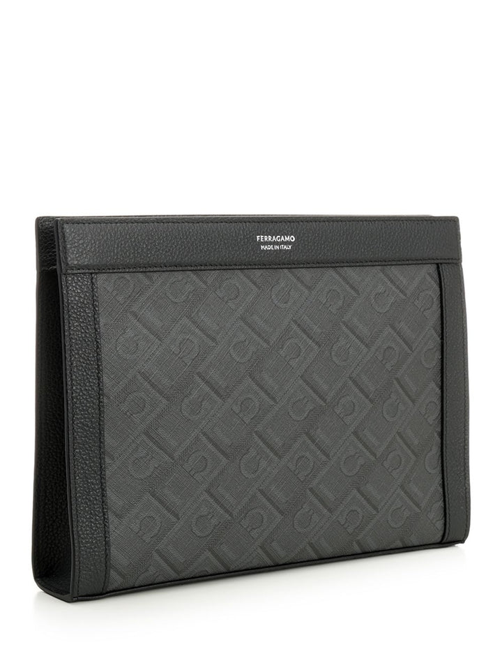 Ferragamo Pouch Monogram Wallets - Black | 9fa23b2918f49e75377395616980ec2457cfe981