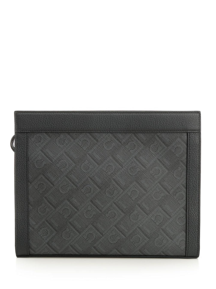 Ferragamo Pouch Monogram Wallets - Black | 02b6c7e54f0bb40912b1af5f75e28742fd949732