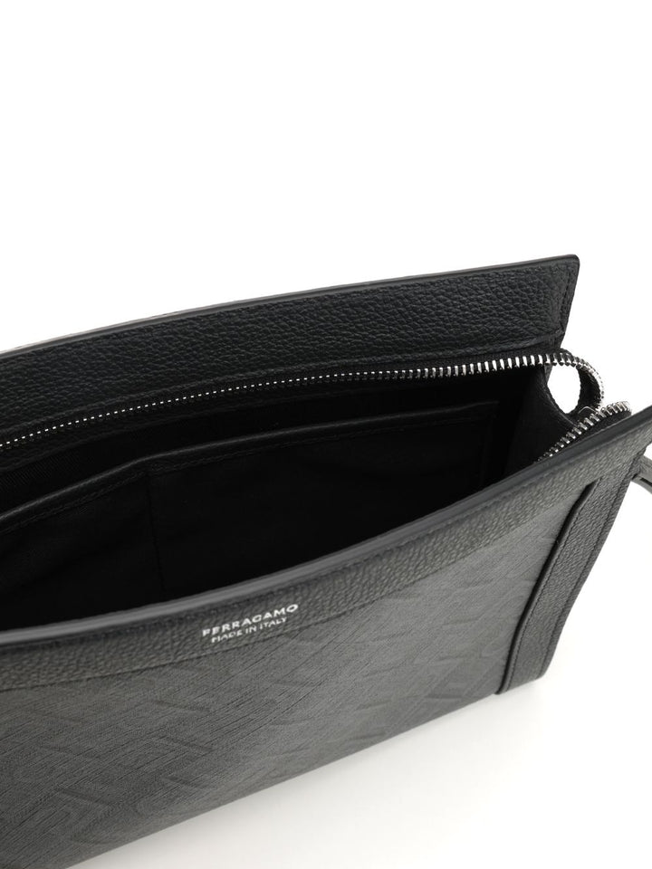 Ferragamo Pouch Monogram Wallets - Black | d0df88a494581961ef0f1b5af4cf3b199edb1155