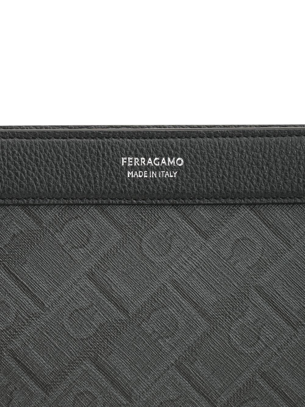 Ferragamo Pouch Monogram Wallets - Black | ddbbba6ab0af8736fda55ccffa0a2d466dcca001