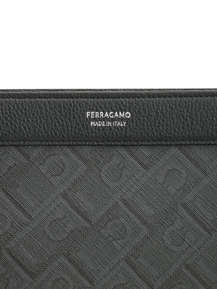 Ferragamo Pouch Monogram Wallets - Black | ddbbba6ab0af8736fda55ccffa0a2d466dcca001