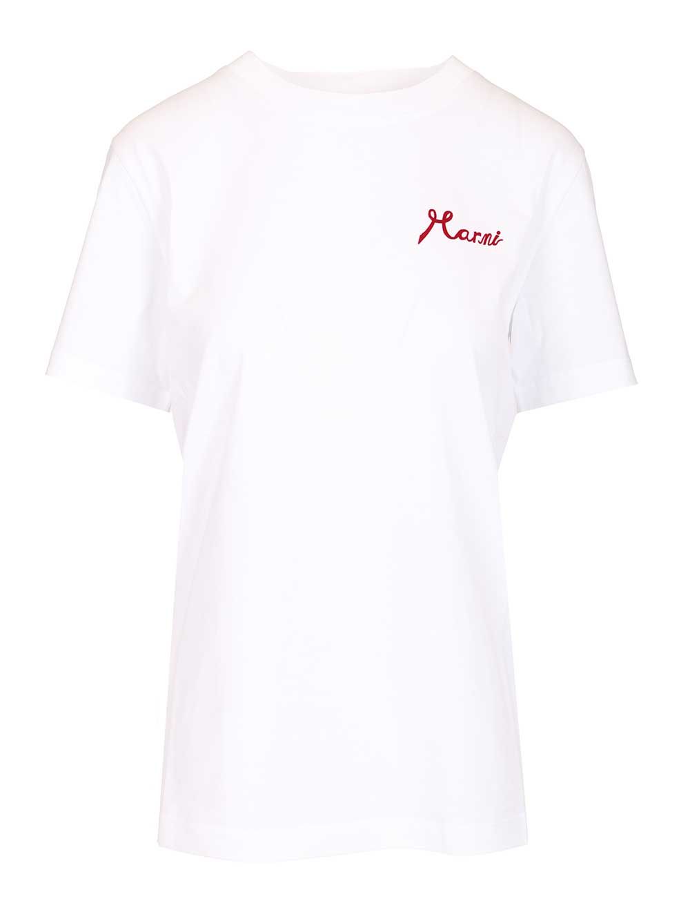 Marni White Cotton T-Shirt - White | a71a54715dbaee1f85db43525829505d7d4ecaa0