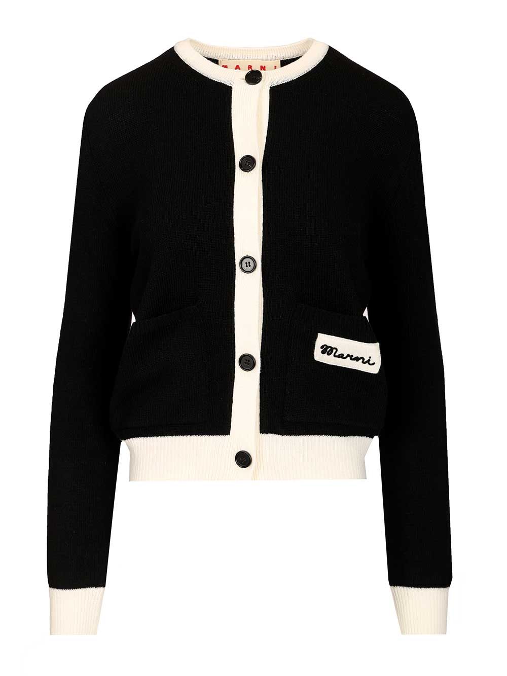 Marni Crew Neck Cardigan Knitwear - Black | bcf5f211e0995fa6e10c8317ef146a77163436f1