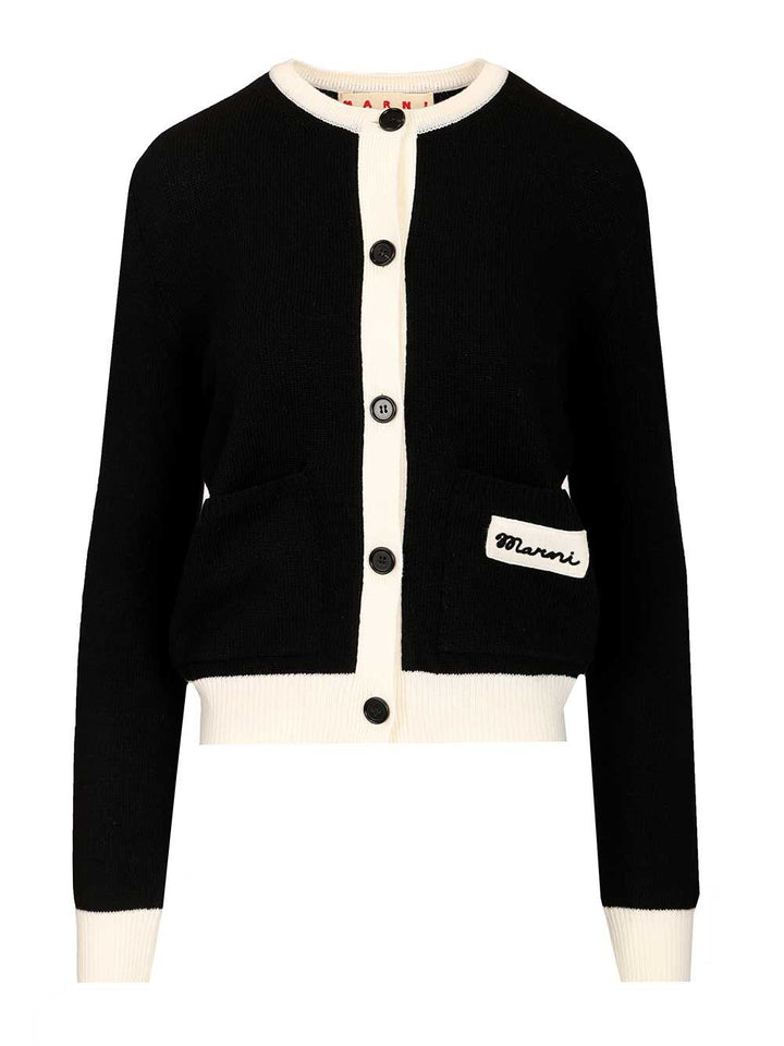 Marni Crew Neck Cardigan Knitwear - Black | bcf5f211e0995fa6e10c8317ef146a77163436f1