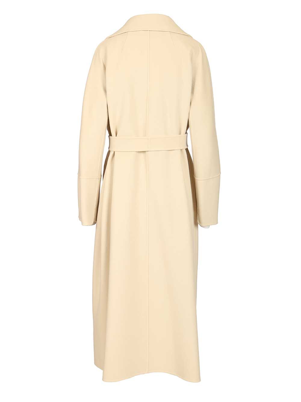 'S Max Mara Elisa Long Wool Belted Coat Coats - White | 3207b9296faa4afcdb8bc05207b1923c994edeb6