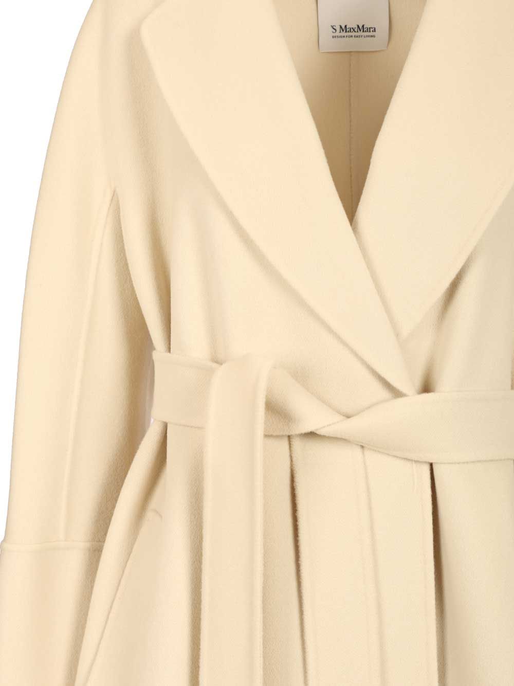 'S Max Mara Elisa Long Wool Belted Coat Coats - White | 1d62feb0d2754d4073938b91059eaf9fdc4a30bb