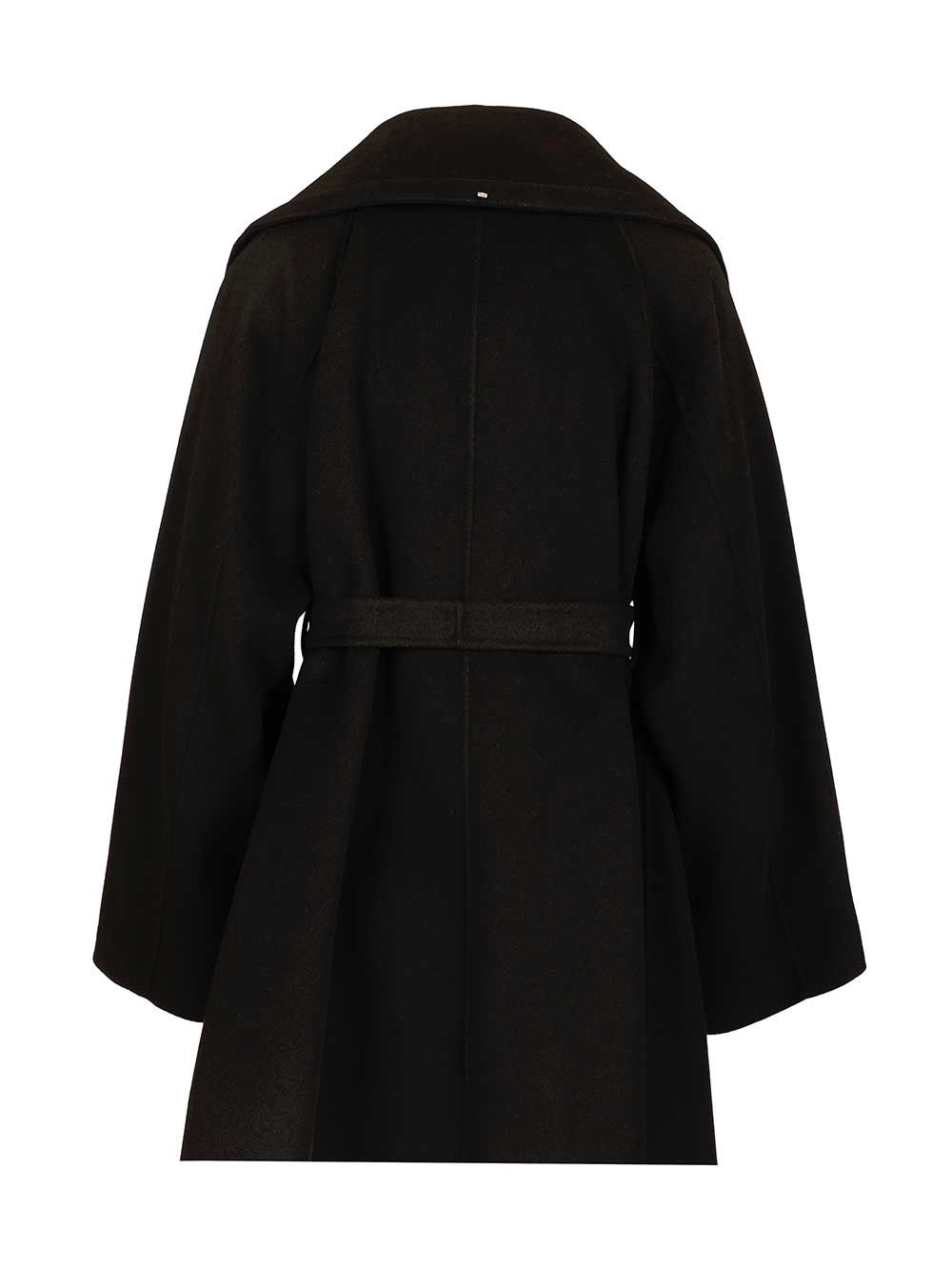Sportmax Spxpagine Double Drap Wool Belted Caban Coats - Black | 1be36d5b60093608740e594e49aec6e2fee2fc12
