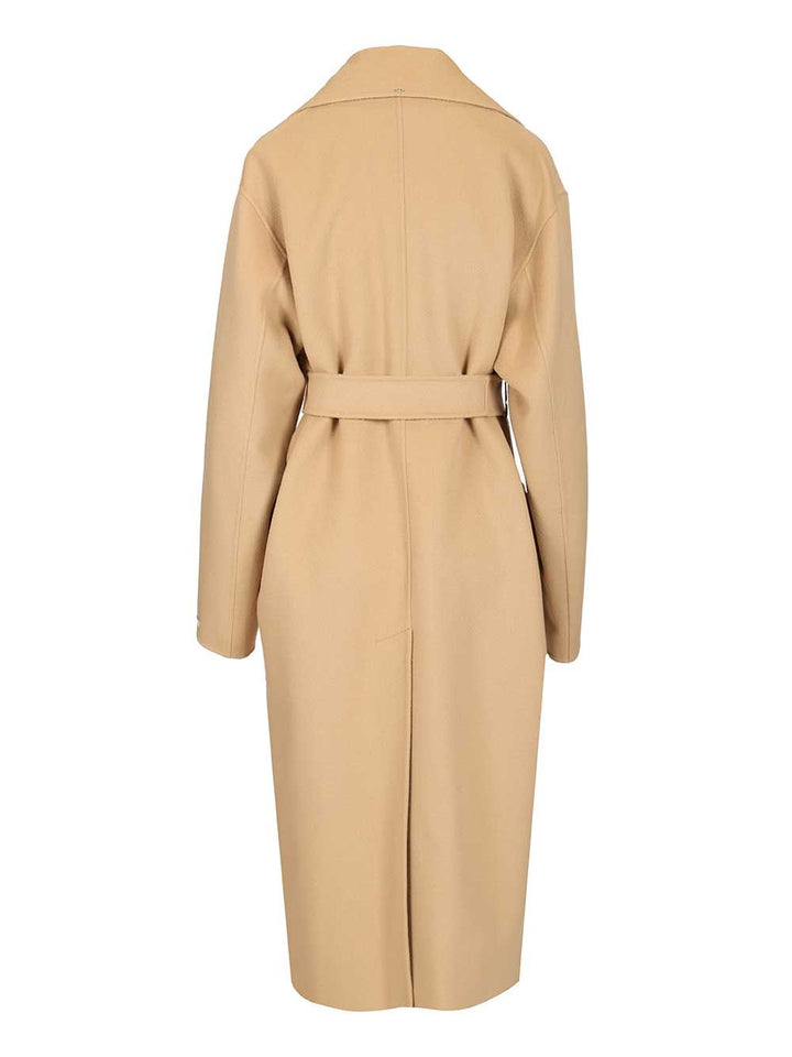 Sportmax Pure Wool Dressing Gown Coat Coats - Beige | bfe2576d0ff2f285ea7ce65a3fa4b012f40db11a