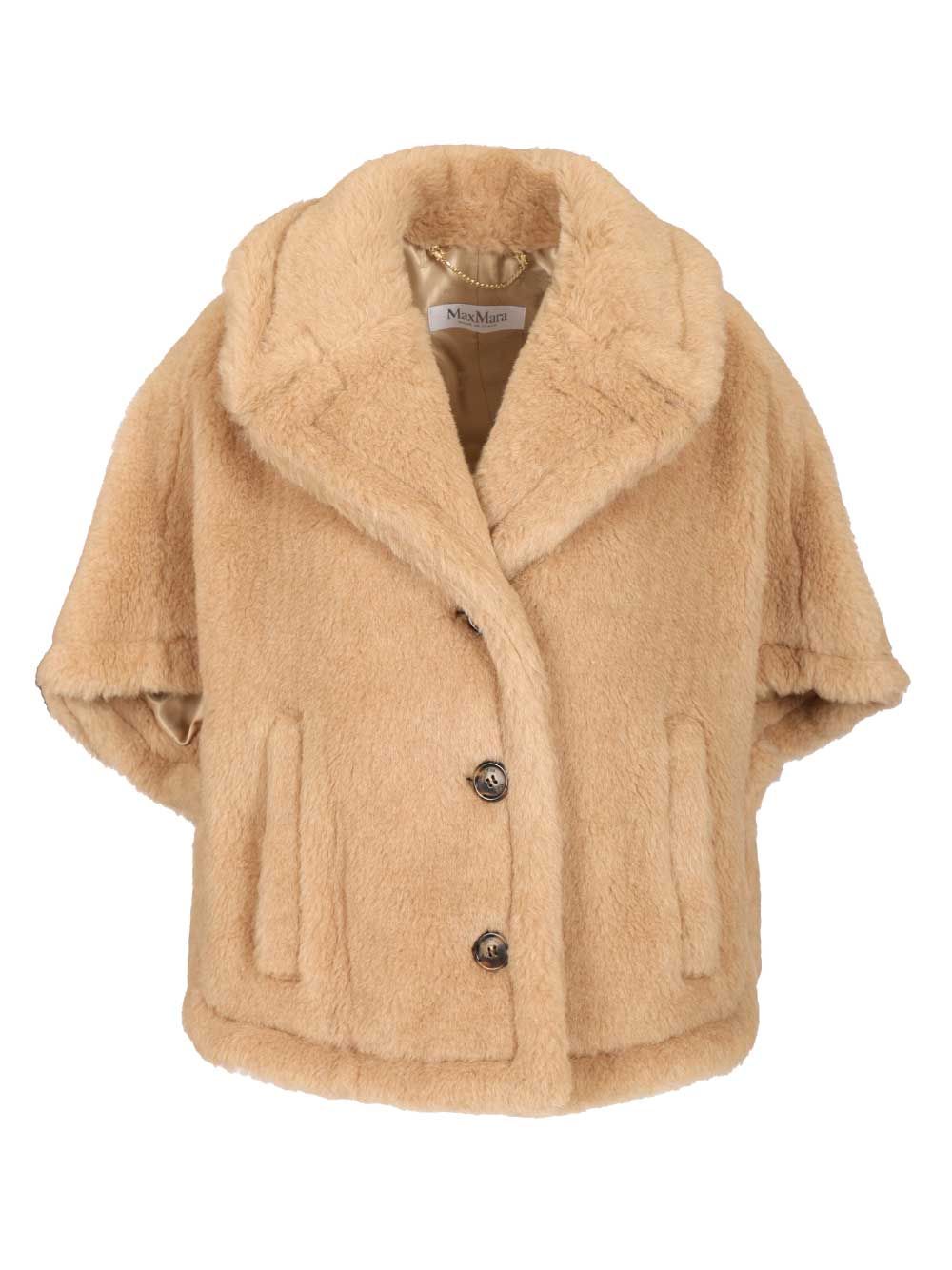 Max Mara Corvino4 Alpaca-Cashmere- Silk Teddy Cape Coats - Beige | 3b82a37fd9a739af0e5bbf922d7f29af6ba7bd25