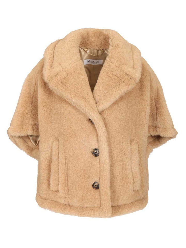Max Mara Corvino4 Alpaca-Cashmere- Silk Teddy Cape Coats - Beige | 3b82a37fd9a739af0e5bbf922d7f29af6ba7bd25