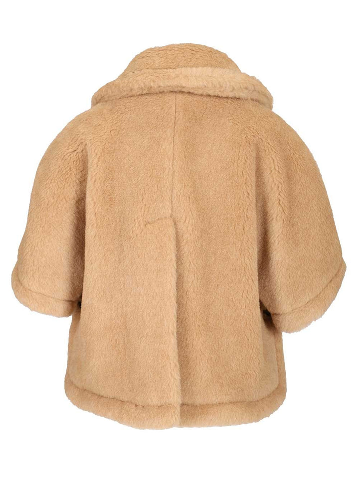 Max Mara Corvino4 Alpaca-Cashmere- Silk Teddy Cape Coats - Beige | 3eb455dbffaae2384eb6ea71ecd7b244dc3ed777