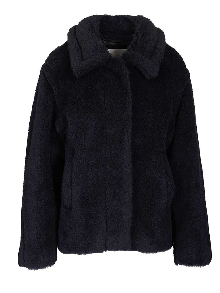 Max Mara Fuggito Short Teddy Single Breast Coat Coats - Blue | 902de51236f47aed8d112ab371ab58caec0cf2dc