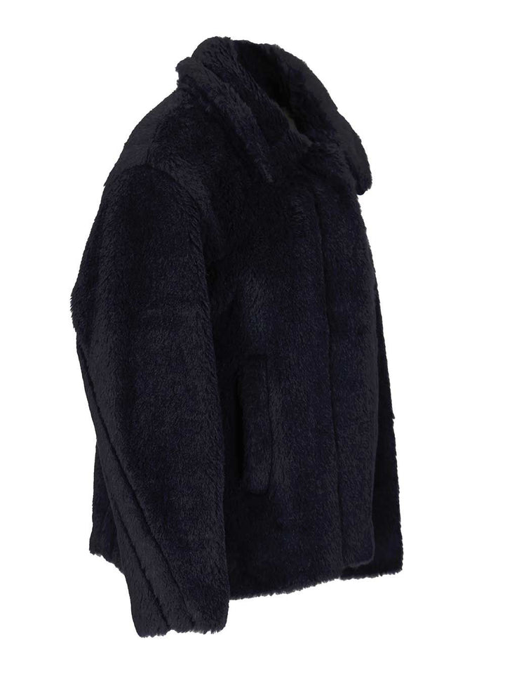 Max Mara Fuggito Short Teddy Single Breast Coat Coats - Blue | cf49819d0002b74e20821cd6e112f3ca502b7f11