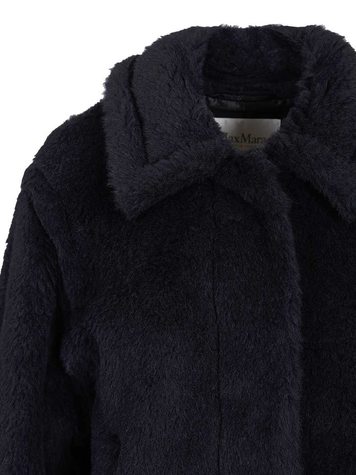 Max Mara Fuggito Short Teddy Single Breast Coat Coats - Blue | 35f7289d756e6cf3cdbc67a83be6f56e1bf25a21
