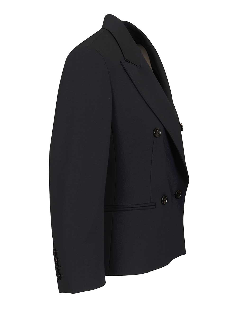 Max Mara Dorico Cropped Double Breasted Wool Blazer Jackets - Blue | e7533da341638d0779e8b2cf468ba833a61aefe5