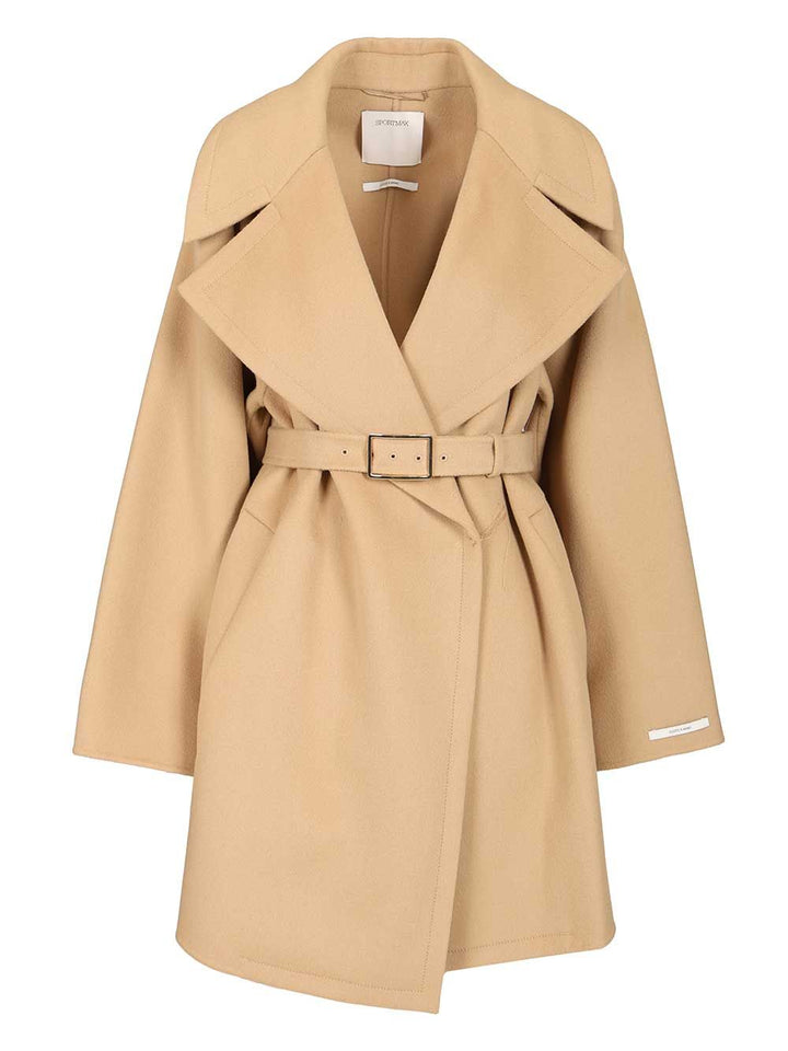 Sportmax Spxpagine Double Drap Wool Belted Caban Coats - Beige | 2a512e895a52e3905898346ecde6bbc7530cdb67