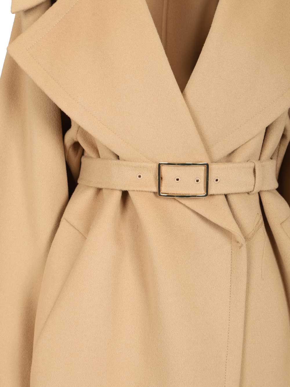 Sportmax Spxpagine Double Drap Wool Belted Caban Coats - Beige | 94acf77d016fa3a0bfd30300c29825145c420102