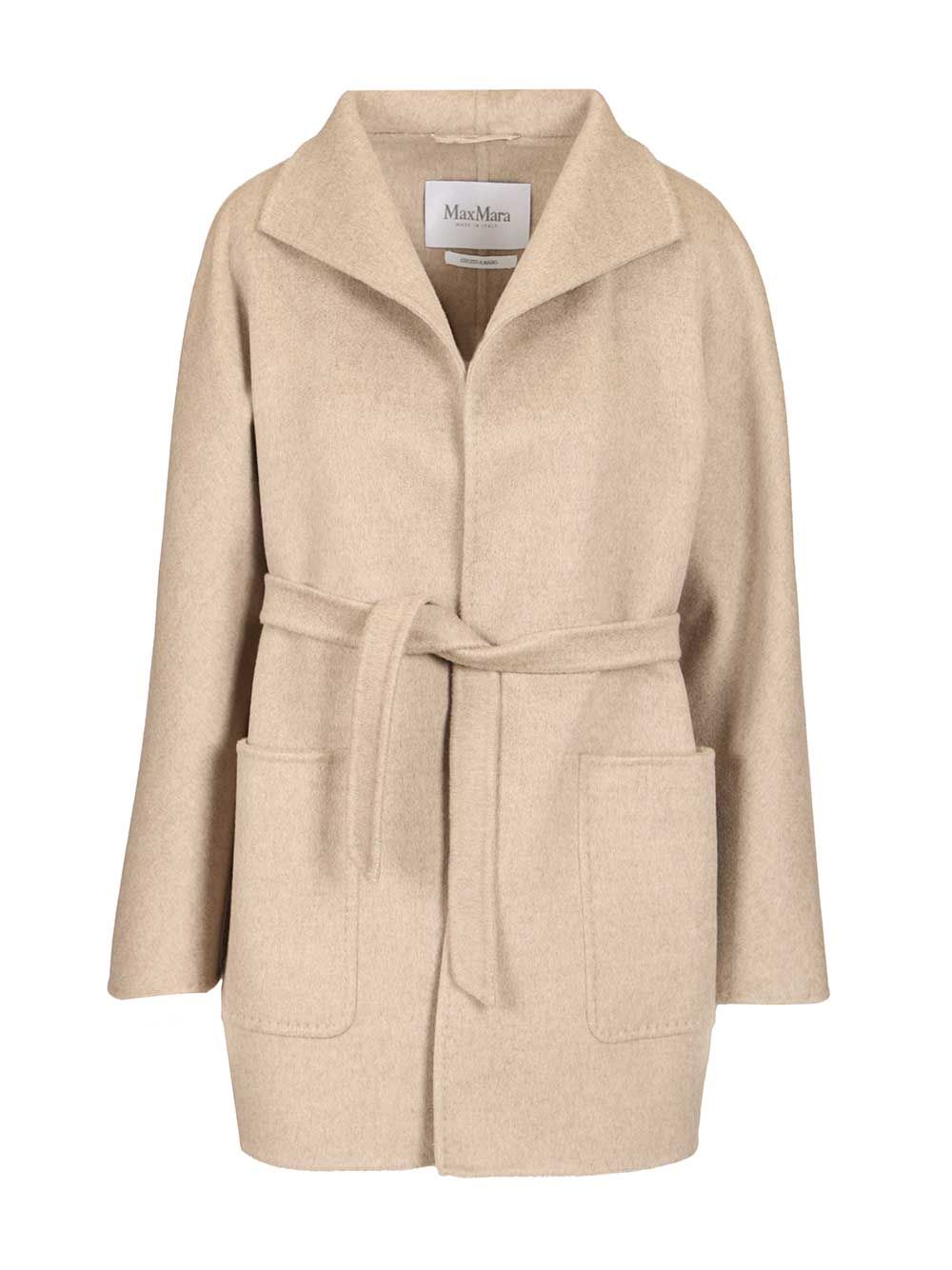 Max Mara Edile Short Belted Cashmere Coat Coats - Beige | b8e5dbf447dae40efd8e543dbe32749be2ac924f