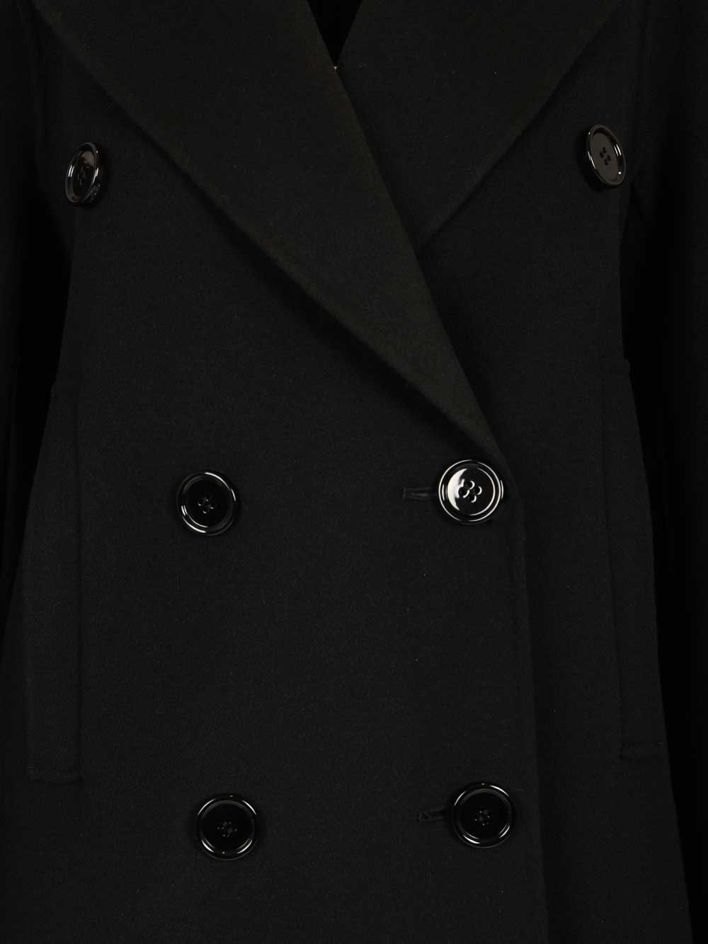 'S Max Mara Custodi Long Double Breasted Coat With Martingale Coats - Black | 2475e46177567cabe9d2e8990ab676ac10c0863d