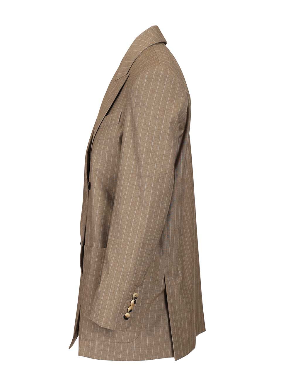 Max Mara Acciaio Double Breasted Oversized Pinstripe Blazer Jackets - Brown | 52893879bbd4982e92f0ec727c5d02c1adb83edb